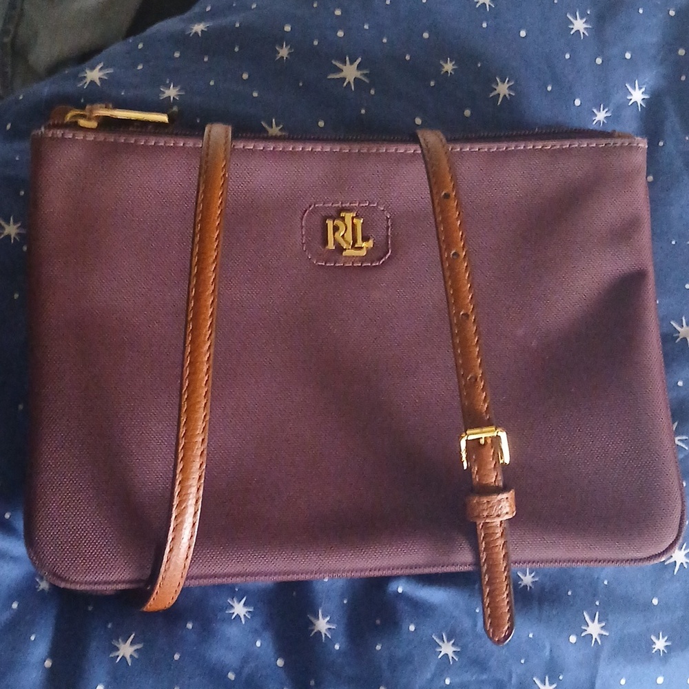 Lauren RL Purple Canvas Vintage Bag With Leather Strap Gorgeous Color